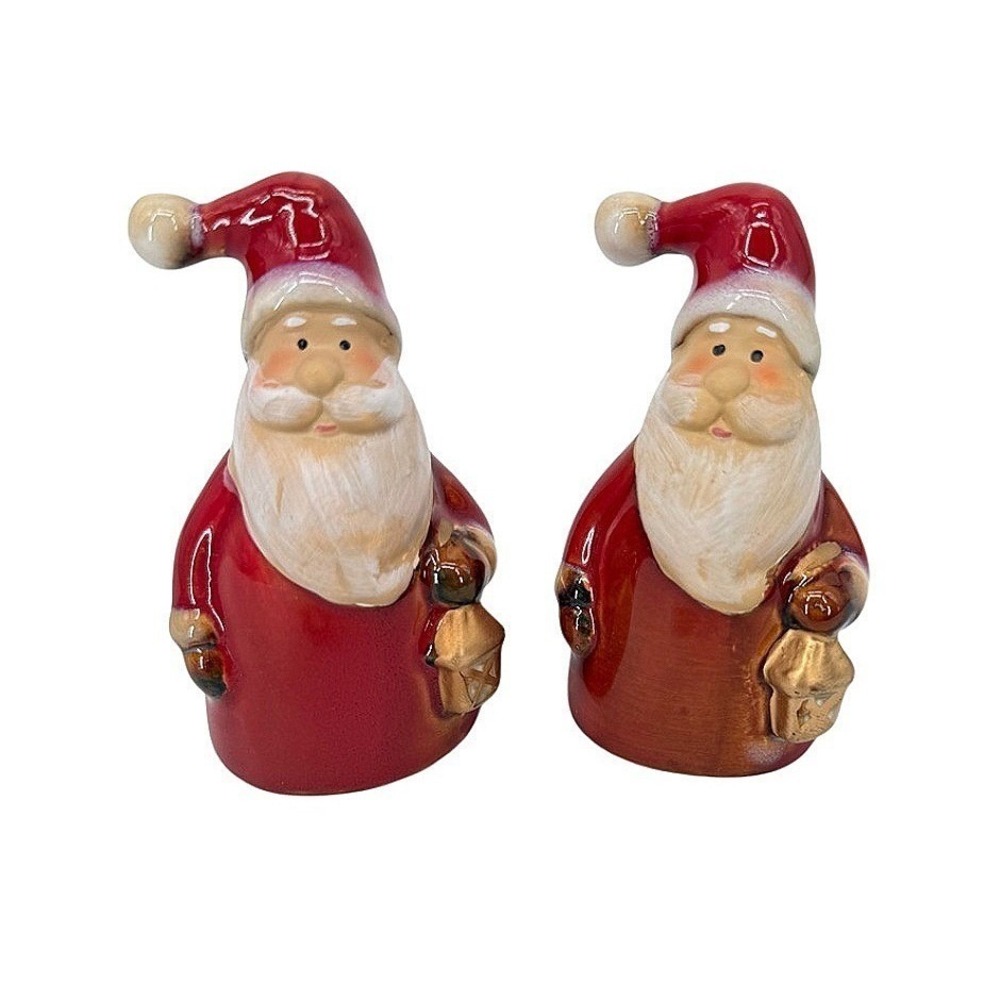 Santa Claus Salt & Pepper Shakers Ceramic Red Christmas Holiday Table Decor